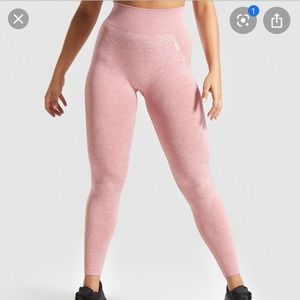 Gymshark flex high waisted leggings in pink/white